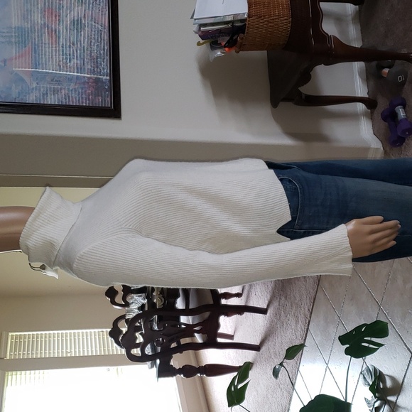 Madewell s ribbed off white turtleneck Merino wool viscose nylon alpaca - Picture 4 of 8